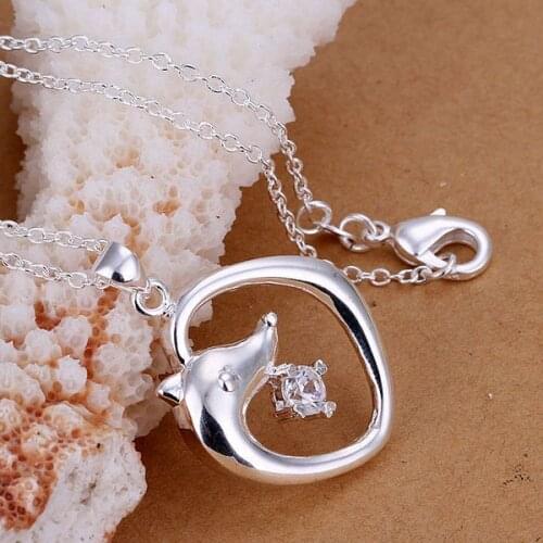 P231 Free Shipping 925 sterling silver Necklace, 925 silver fashion jewelry Insets Dolphins /bcfajtma envanfca