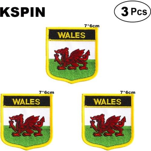WALES Shiled Shape flag patches national flag patches for Cothing DIY Decoration