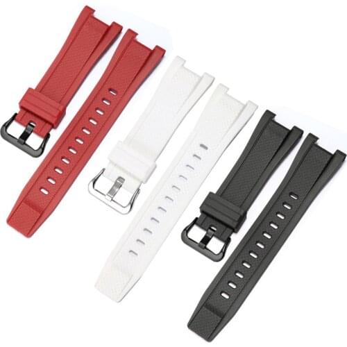 Soft Rubber Watchband Black White Red Special Interface Bracelet For G SHOCK GST-W300/100/S110/410/B100 Mens Strap