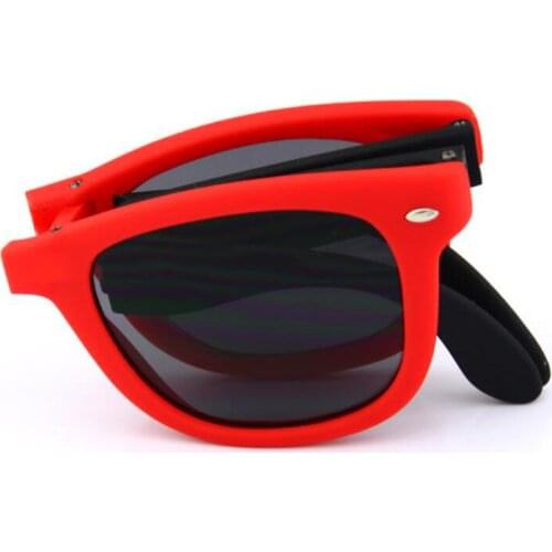 Vintage Folding Sunglasses Men Women Fashion Designer Shades Mirror Sun Glasses with Case