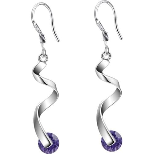 Purple stone plant line high quality Silver Earrings for women fashion jewelry earrings /XRAEAUQD EFRTUPXF