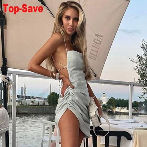 Backless Ladies Clothing Ruched Drawstring Bodycon Dress Women Club Party Dress Ladies Solid Skinny Elegant Dresses Summer 2021