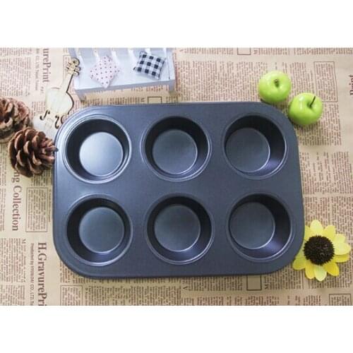 1PC 6 holes Carbon Steel Cupcake Baking Tray Cupcake Shaped Cake Pan,Nonstick Cupcake Baking Tray 3d Mold Muffin Cups EJC 0522