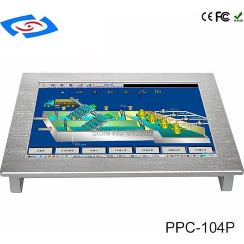 100% Well Tested 10.4" Fanless Touch Screen Embedded Industrial Panel PC With IP65 Waterproof DustProof And Fanless Design PC