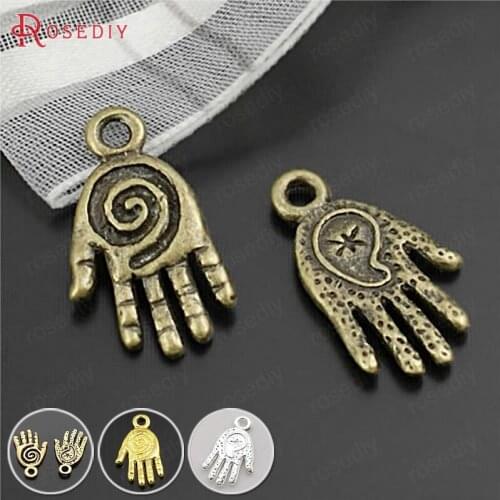 28507)50PCS 19x11MM Antique Bronze Zinc Alloy Buddha Palm Hand Charms Pendants Diy Jewelry Findings Accessories Wholesale