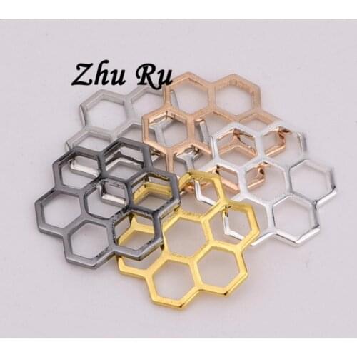 15*14mm 5pcs copper Honeycomb porous hexagonal splicing Charms Charm For Jewelry Making Accessories Pendant & Necklace