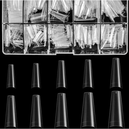500pcs Clear Acrylic Nail Tips Coffin Nail Tips Artificial Ballerina shaped Fake Nails Half Cover False Nail DIY Nail Art