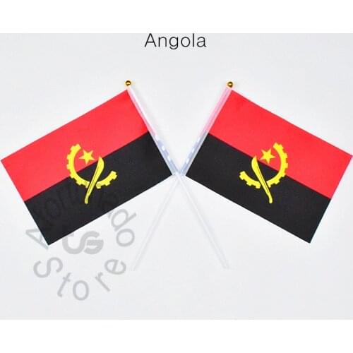 Angola flag motorcycle race Banner 14*21cm hand waving National flag Home Decoration flag banner