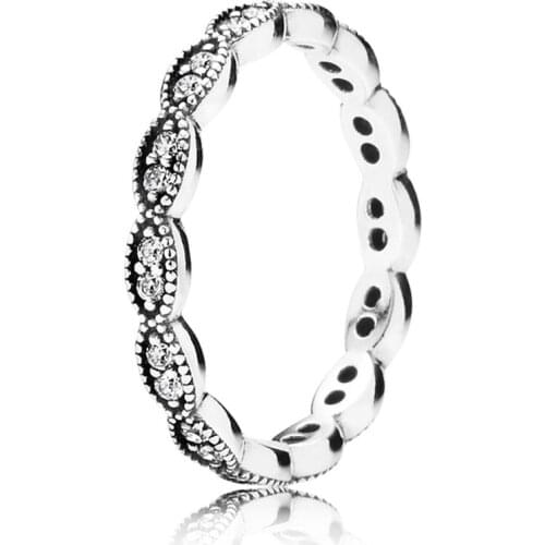 Authentic 925 Sterling Silver Sparkling Leaves Fashion Ring For Pandora Women Bead Charm Gift DIY Jewelry