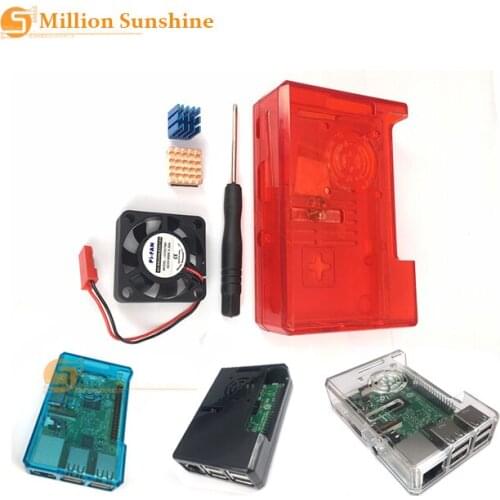 Free shipping new and original Raspberry Pi 3+Case with fan + 2pcs Heat Sink for pi 3