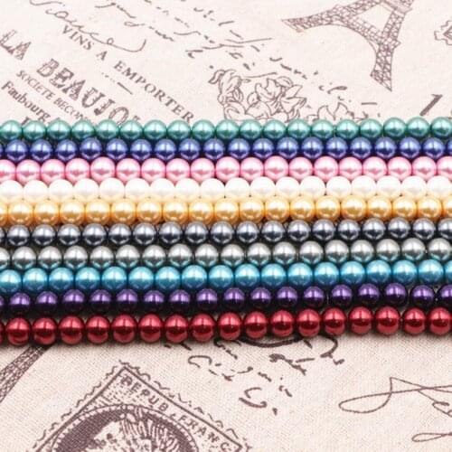 12mm New Pearlized Glass Pearl Loose Beads Jewelry Making Faux Pearls Shell Ball Beads DIY Bracelet Necklace Accessories 15"A875