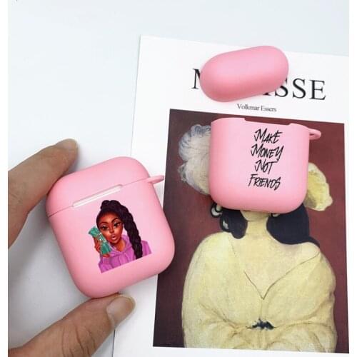 Fashion Girl Make Money Case For AirPods 1 2 Case Pink Luxury Soft Matte Silicone Wireless Earphone Charging Box Air Pods Cover