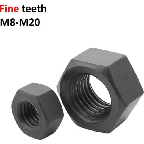 Black Fine Thread Hex Nuts M8x1.0 M10x1.0 M10x1.25 M12x1.0 M12x1.25 M12x1.5 M14/M16/M18/M20x1.5 GB6170 Grade8.8 Carbon Steel Nut