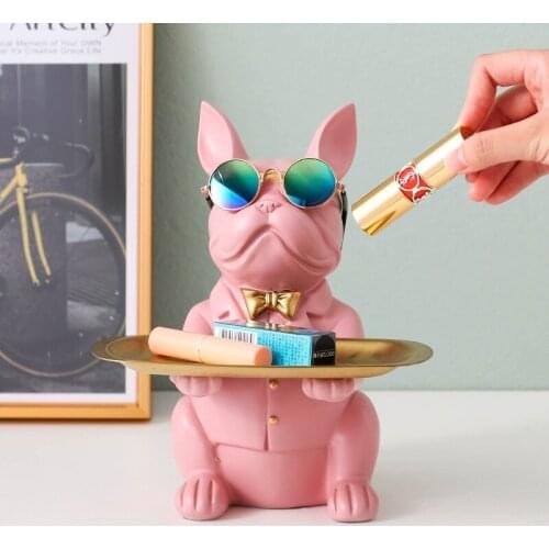 Home Decor,Figurine,Cool Bulldog,Sculpture,Living Room,Table Decoration,Modern,Desktop Storage Tray,Statue,Decorative,Piggy Bank