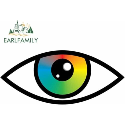 EARLFAMILY 13cm x 6.9cm for Eyes Colorful Anime Car Stickers Refrigerator Scratch-Proof Decal Motorcycle Surfboard RV Decoration