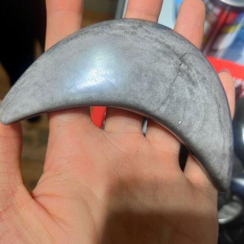 Natural Crystal Moon Quartz Figurine Carved Silver Obsidian Palm Stone Healing Crystals Meditation Room Decoration Spirit Gift