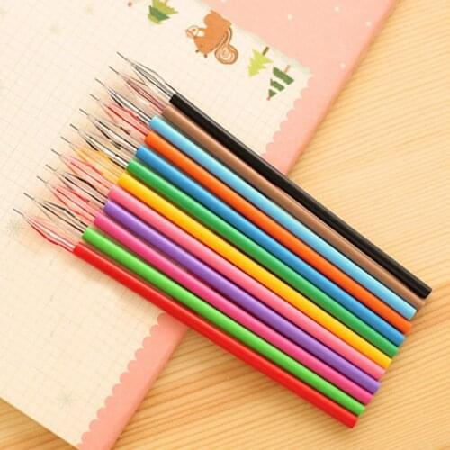 12 Pcs/Set Colorful Gel Ink Pen Refills School Office Students Stationery Gift