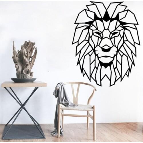 Geometric Objects Animal Wall Stickers Home Decor Living Room Lion Head Art Decal Mural Child Room vinilos paredes Paper LW90