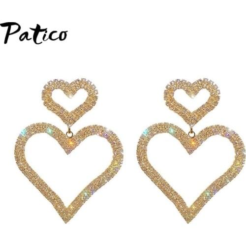 Korean Hollow Rhinestone Love Heart Stud Earrings For Women Cute 925 Sterling Silver Girl Ear Jewelry Brinco Gift