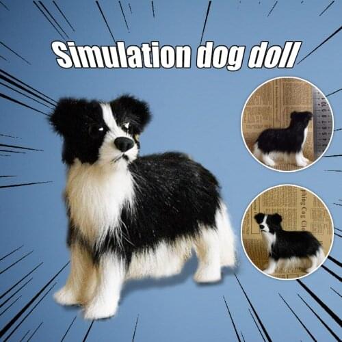 Simulation Realistic Cute Dog Lucky Handmade Figure Toy Dog Plush Stuffed Animal Fluffy Doll Puppy Toys For Christmas Gift