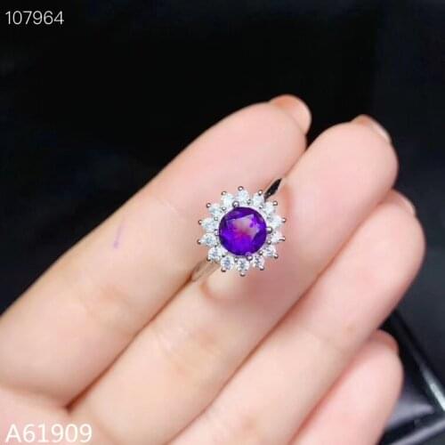 KJJEAXCMY boutique jewelry 925 sterling silver inlaid amethyst gemstone female ring mini