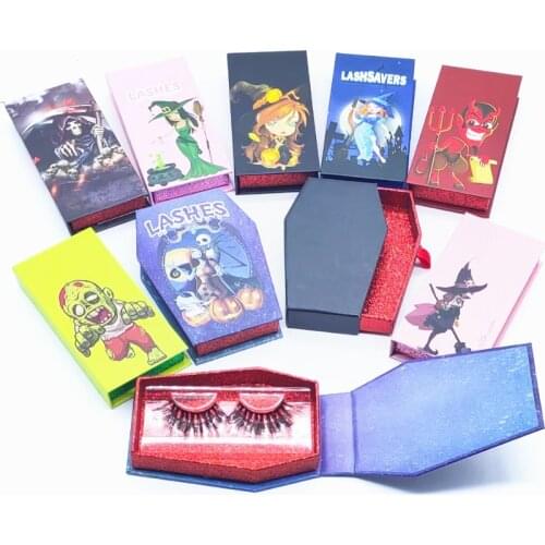 Halloween Lash Box 25mm Lashes Packaging Cases Wholesale Bulk Halloween Theme Empty Container 3D Mink Eyelashes Packaging box