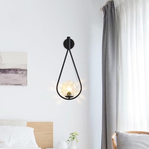 Nordic personality creative living room metal wall lamp fashion modern minimalist model bedside glass wall lamp bedroom