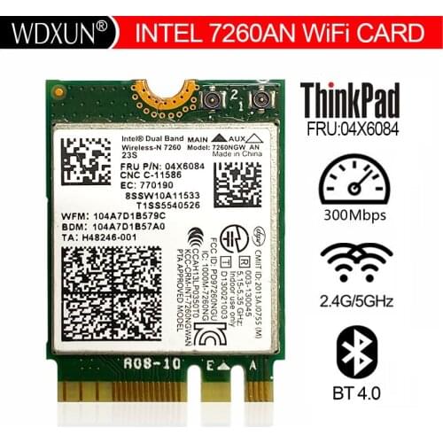 New Intel Wireless-N 7260 7260NGW NGFF Wifi Bluetooth4.0 wireless card for ThinkPad X240 X230S T440S T431 FRU:04X6008 7260AN
