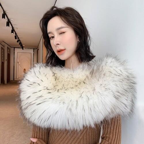 2020 New Womens Snood Fashion Real Raccoon Fur Scarf Lady Luxury Genuine Fur Knitted Big Elastic Muffler High Quality S7729