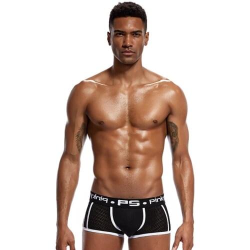 2018 New arrival Brand PINKY SENSON gay underwear mesh boxer shorts underwear sexy boxers Gay Sleepwear panties solid underpants