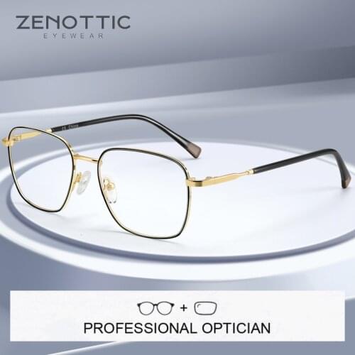 ZENOTTIC Men Prescription Glasses Anti Blue Light Photochromic Progressive Eyeglasses Frame Alloy Square Optical Myopia Eyewear