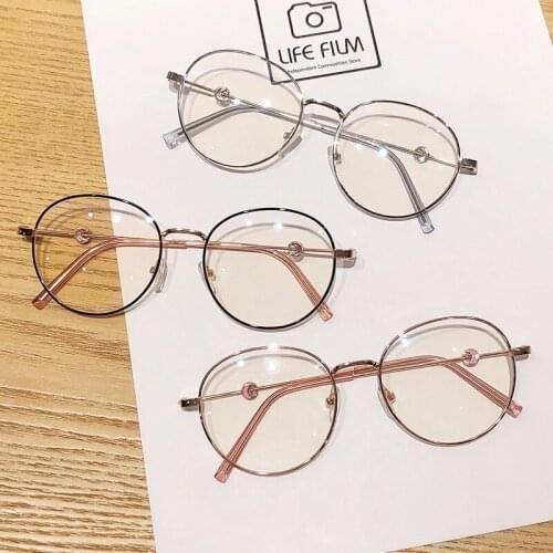 Office Round Blue Light Glasses for Women Trends Anti Blue Light Retro Computer Glasses Blue Blocking Gaming Eyeglasses Frame