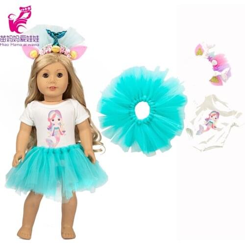 18" doll clothese Mermaid dress headwear for 43cm born baby doll clothes set for 40cm reborn baby doll dress set kids gifts