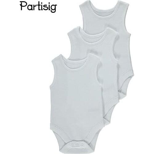 Baby Clothes Plain White Cotton Sleeveless Baby Romper Summer Clothing For Newborns Infantil Overall