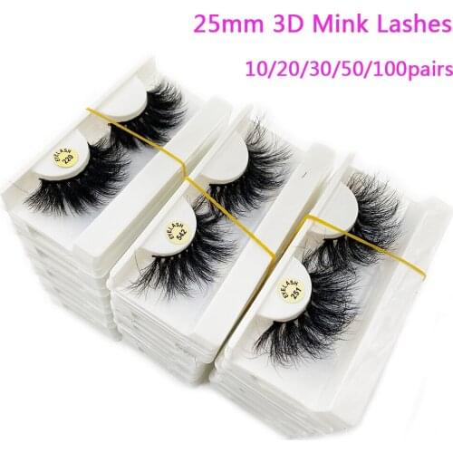 Bulk Item 10/20/50/100pcs 25mm False Eyelashes Wholesale Fluffy Makeup Beauty Vendors Soft Handmade Dramatic Real Mink Lashes