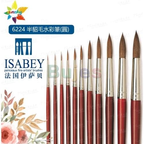 Original French ISABEY 6224 Mink hair with blended fiber Watercolor brush pen Round head Hook pen Details brush Art supplies