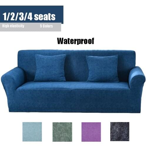 Printed Sofa Cover Solid Color Sofa Towel L-shape Elastic Slipcovers for Living Room Decor Sectional Couch Cover 1/2/3/4 Seat
