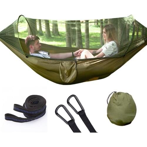 Fully Automatic Speed Open Hammock With Mosquito Net Outdoor Single Fouble Nylon Cloth Camping Mosquito Net Hammock