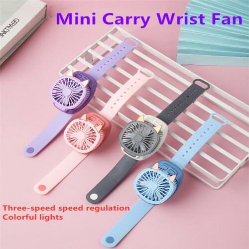 Mini Carry Wrist Fan Portable Rotatable USB Charging Air Cooler Students Toy Watch Fan Electric Handheld Office Outdoor Travel