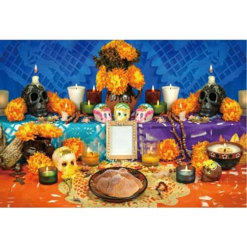 Day of the Dead Banquet Backdrop Holiday Party Photography Background Holiday Celebration Photo Booth Studio Decor