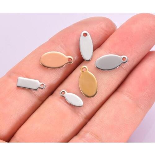 20pcs 3 Colors Oval Stainless Steel Blank Stamping Pendants Necklace Charms For Jewelry Making Findings DIY Dog Tags 3 Size