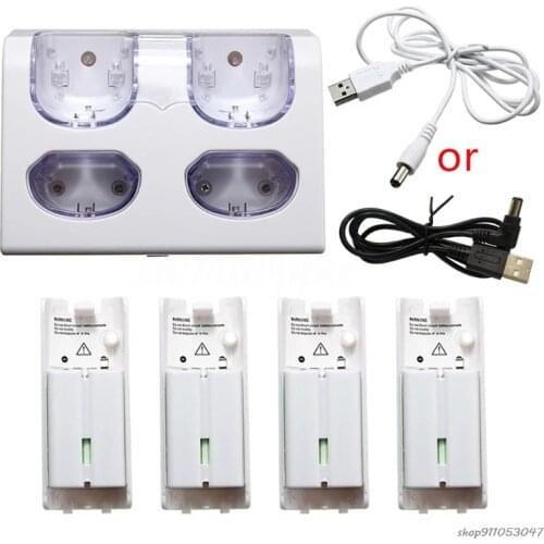 Free Shipping 4 in 1 LED Remote Control Charging Dock Station + 4 x 2800mAh Battery USB Cable for WII /WII u ma31 21 Wholesales