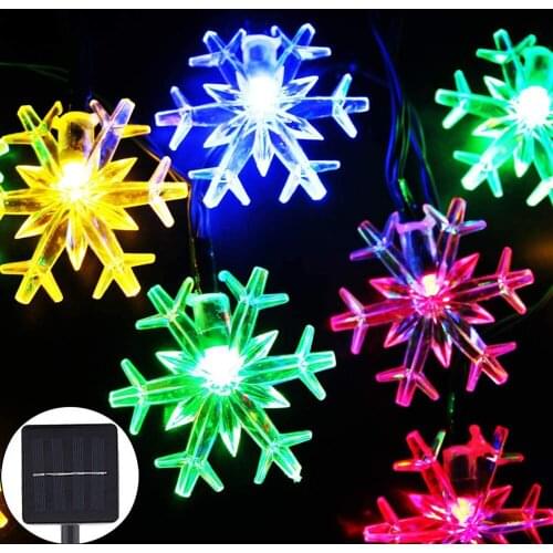 5M 10M Solar Snowflake Light String IP65 Waterproof Garden Light Christmas Outdoor Decor Lamp Home Landscape Decoration Lighting