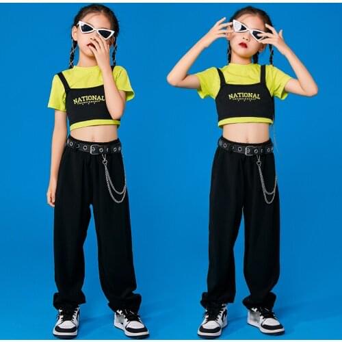 Hip Hop Dance Clothes For Girls Kids Jazz Dancing Practice Suit Casual Street Wear Modern Dance Costume Rave Outfits DNV15099
