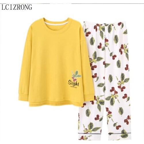 Spring Cotton Fashion Women Pajamas Set 2XL Plus Size Long Sleeve Nightgown Casual Loose Cozy Sleepwear Lingerie Female