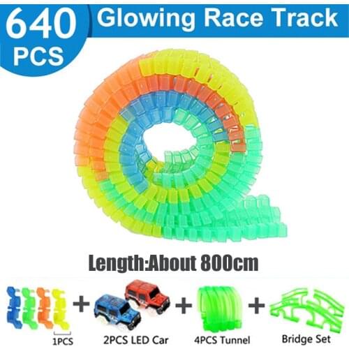 Magical Glowing Racing Track Car Toys for Children DIY Assembly Flexible Racing Bend Rail Track Electronic Flash Light Car