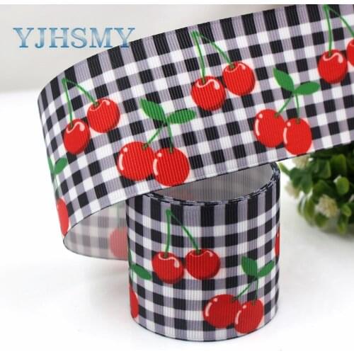 YJHSMY G-18913-1105,50 mm 5 Yards fruit Cherry Printed grosgrain ribbons,Clothing accessories,DIY handmade gift wrap materials