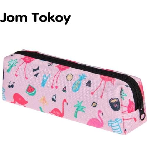 Jom tokoy 3D Print Flamingo Cosmetic Bag Women Makeup Bag The New Stationery Pouch Kids School Pencil Bag