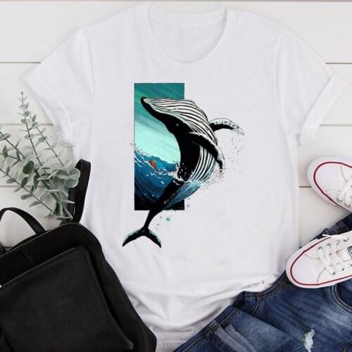 Women Clothes Cartoon Beach 2021 90s Animal Watercolor Summer Print Fashion Tshirt Female Short Sleeve Tee Top Graphic T-shirt