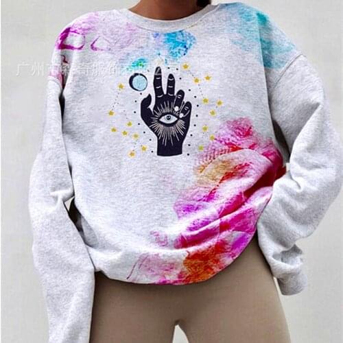 Punk Goth Tie Dye Eye Graphic Sweatshirt Women Oversized Hoodie Pullovers 2021 Autumn New Hip Hop Streetwear Clothes for Teens